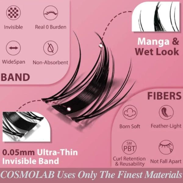 COSMOLAB Duchess Pop-On Lashes- DIY Pre-Glued Extension Clusters