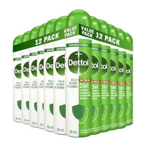 12* Dettol 2 In 1 Hand And Surface Sanitiser Spray 90ml