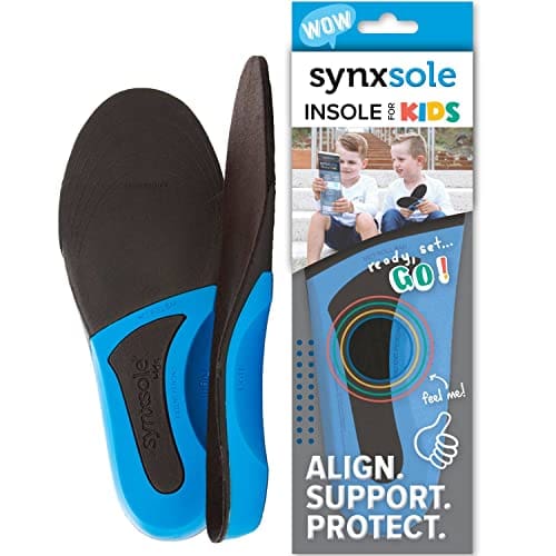 Synxsole Shoe Insoles For Kids As Seen On Shark Tank - Plantar Fasciitis Arch Support Shoe Inserts For Kids Gentle Support Stability - Small Size 9 - 11