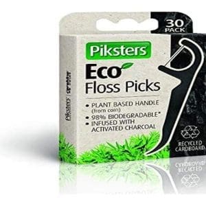 Piksters Eco Charcoal Floss Picks 30 Pieces Pack