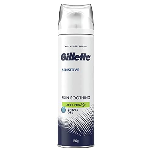 Gillette Men's Shaving Gel for Sensitive Skin with Soothing Aloe Vera, 195g