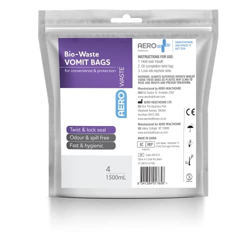 AERO Vomit Bag+Wipe 4 Pack