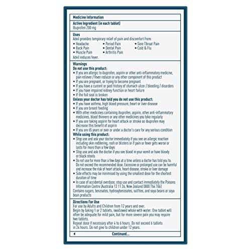 Advil Tablets 200mg Ibuprofen