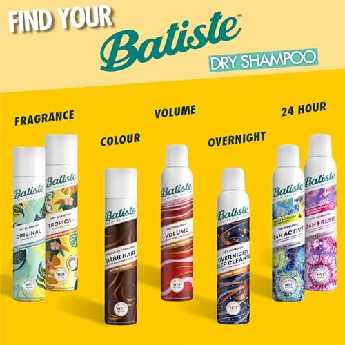 Batiste Tropical Dry Shampoo - Happy Summery Scent - Quick Refresh For All Hair Types - Revitalises Oily Hair - Hair Care - Hair Beauty Products - 350ml