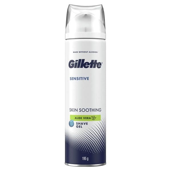 Gillette Men's Shaving Gel for Sensitive Skin with Soothing Aloe Vera, 195g