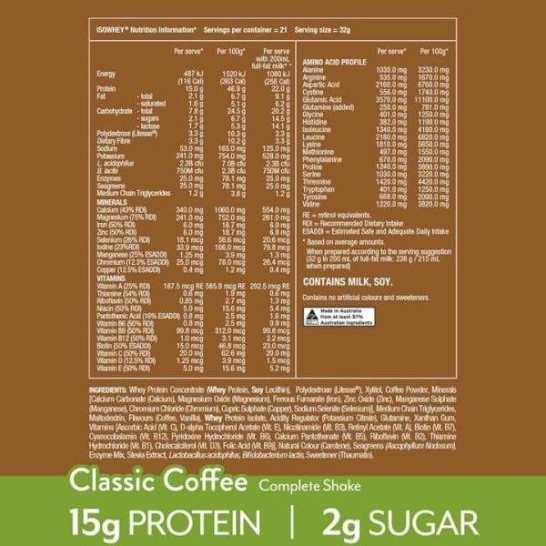 Isowhey Classic Coffee Powder Brown 672G