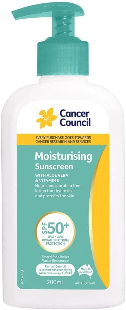 Cancer Council Moisturising Sunscreen Pump SPF 50+ 200ml