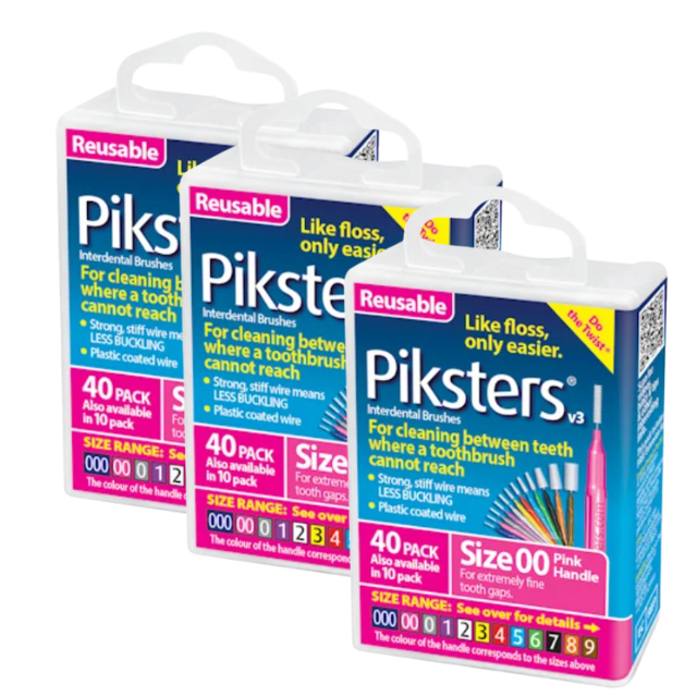 3* Pikstes Interdental Brush 40 Pack Size 00 Pink