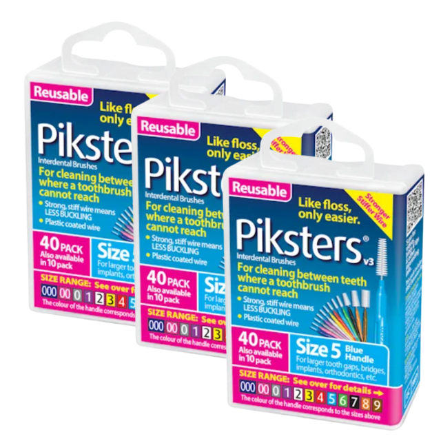 3* Piksters Interdental Brush 40 Pack Size 5 Blue