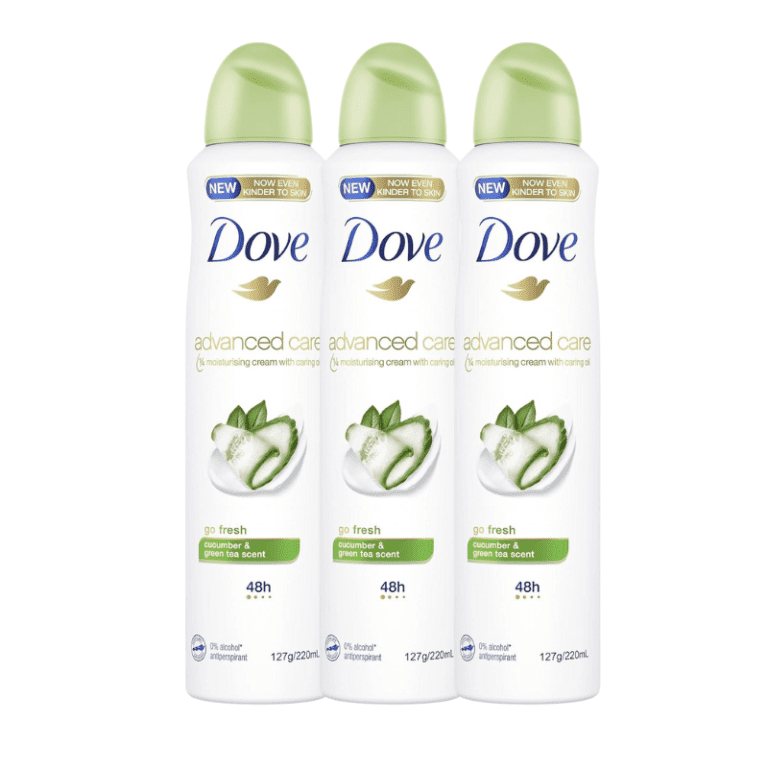 3* Dove Advanced Care Antiperspirant Aerosol Deodorant Go Fresh Cucumber & Green Tea 220ml (packaging may vary)