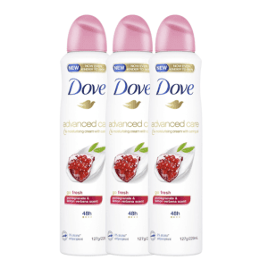3* Dove Advanced Care Antiperspirant Aerosol Deodorant Go Fresh Pomegranate And Lemon Verbena 220ml (packaging may vary)