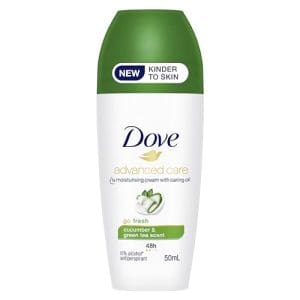 Dove Advanced Care Go Fresh Anti-perspirant Deodorant roll-on for 48 hours of protection Cucumber and Green Tea Scent with 1 4 moisturising cream and caring oil 50 ml (packaging may vary)