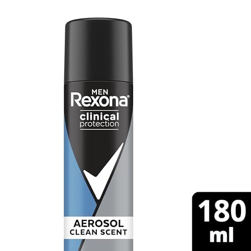 Rexona Men Clinical Antiperspirant Deodorant Aerosol Spray Clean Scent, 180ml, 96 Hour Protection (packaging may vary)