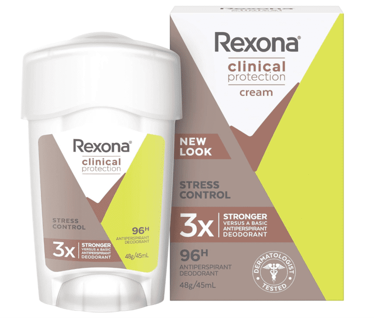 Rexona Women Clinical Antiperspirant Cream Stick Deodorant Stress Control, 45ml, 96 Hour Protection (packaging may vary)