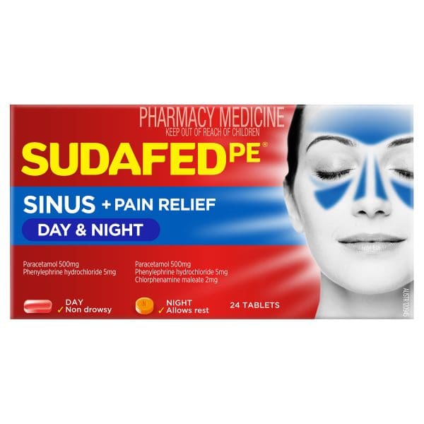 Sudafed PE Sinus + Pain Relief Day & Night Tablets