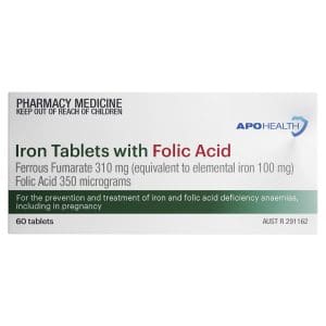 APOHEALTH Iron with Folic Acid Tabs Blister Pack 60