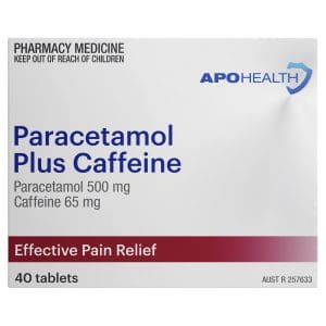 APOHEALTH Paracetamol PLUS Caffeine Tabs Blister Pack 40