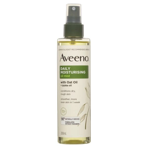 Aveeno Daily Moisturising Vitamin E Jojoba Oil Shea Butter Body Oil Mist Spray Dry Rough Sensitive Skin 200mL Aveeno Daily Moisturising Vitamin E Jojoba Oil Shea Butter Body Oil Mist Spray Dry Rough Sensitive Skin 200mL