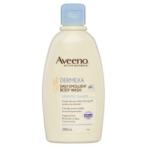 Aveeno Dermexa Daily Emollient Fragrance Free Body Wash Soothe & Moisturise Extra Dry Itchy Sensitive Eczema Prone Skin 280mL