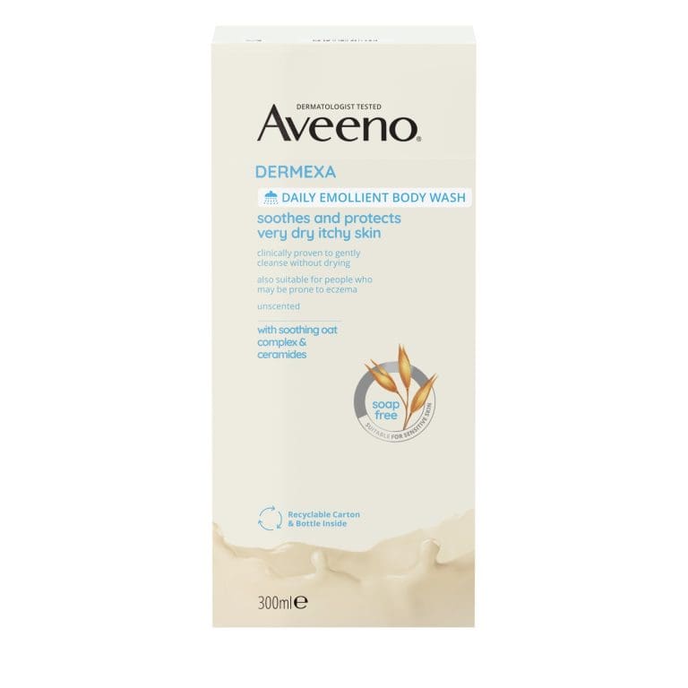 Aveeno Dermexa Daily Emollient Fragrance Free Body Wash Soothe & Moisturise Extra Dry Itchy Sensitive Eczema Prone Skin 300mL