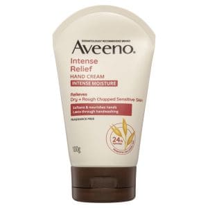 Aveeno Intense Relief Soothing Fragrance Free Hand Cream 24-Hour Moisture Protect Dry Rough Chapped Sensitive Skin 100g