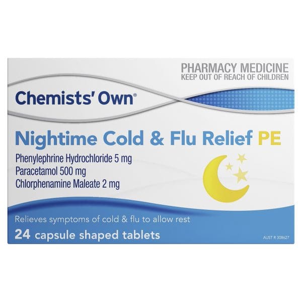 Chemists' Own Nightime Cold & Flu Relief PE Tabs 24