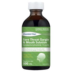 Chemists' Own Sore Throat Gargle & Mouth Solution 500mL