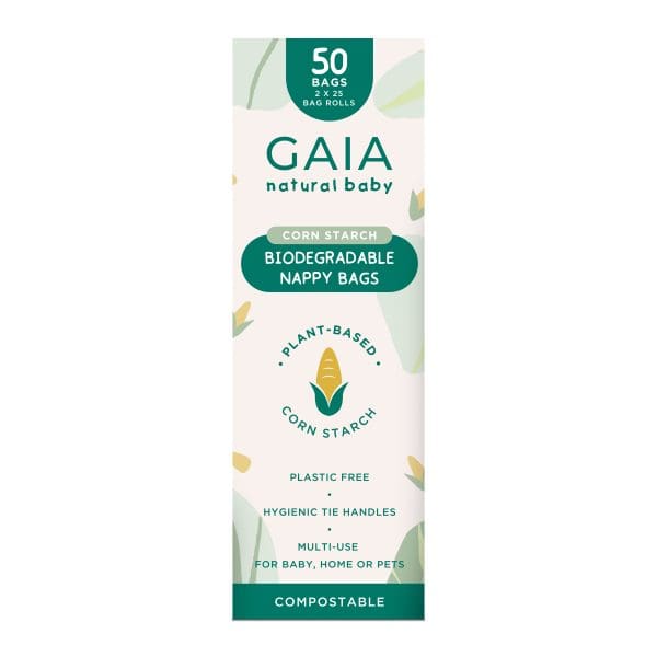 GAIA Natural Baby Biodegradable Nappy Bags 50pk