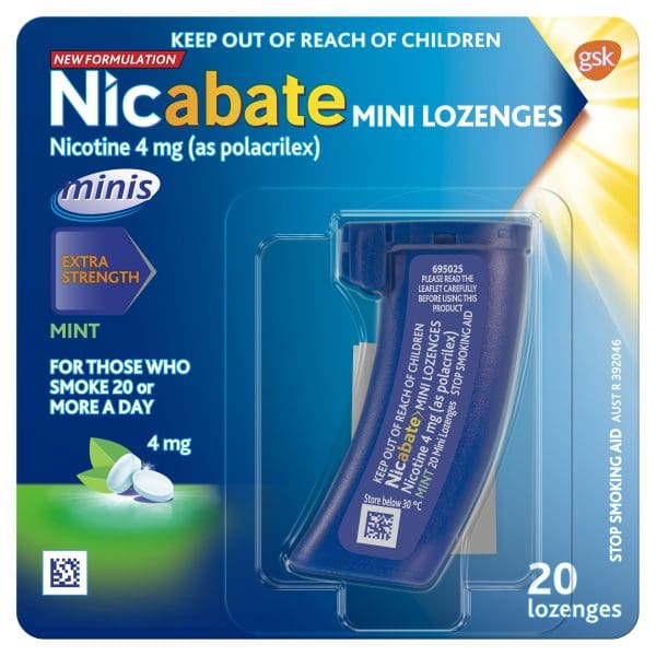 Nicabate Mini Lozenge Stop Smoking Nicotine 4mg Extra Strength Mint 20 Pack Nicabate Mini Lozenge Stop Smoking Nicotine 4mg Extra Strength Mint 20 Pack