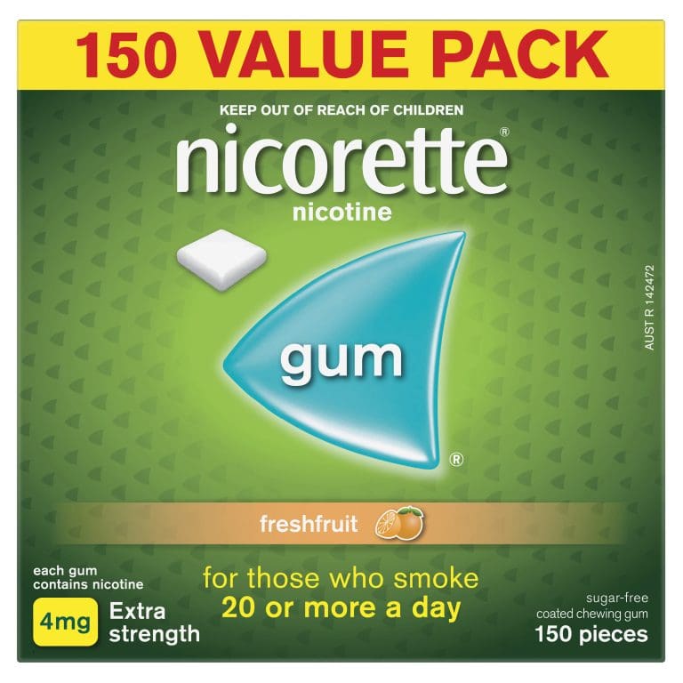 Nicorette Quit Smoking Extra Strength Nicotine Gum Freshfruit 150 Pack