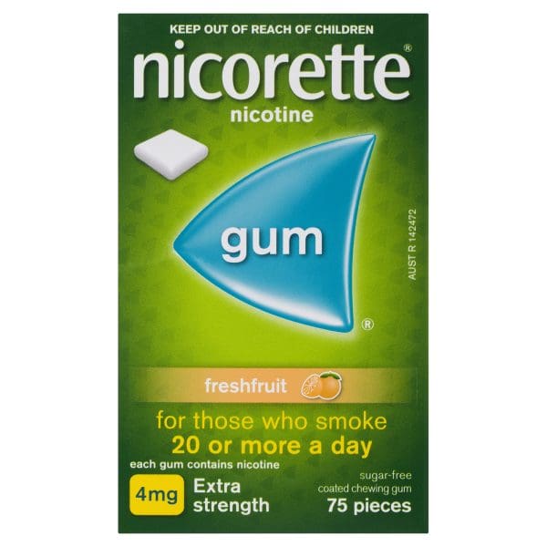 Nicorette Quit Smoking Extra Strength Nicotine Gum Freshfruit 75 Pack