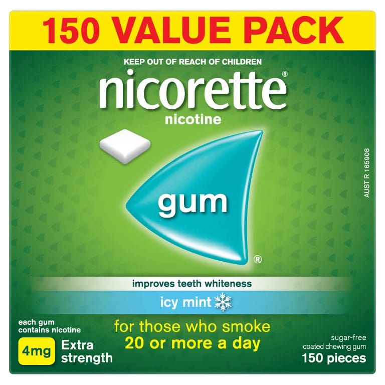Nicorette Quit Smoking Extra Strength Nicotine Gum Icy Mint 150 Pack