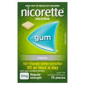 Nicorette Quit Smoking Regular Strength Nicotine Gum Classic 75 Pack