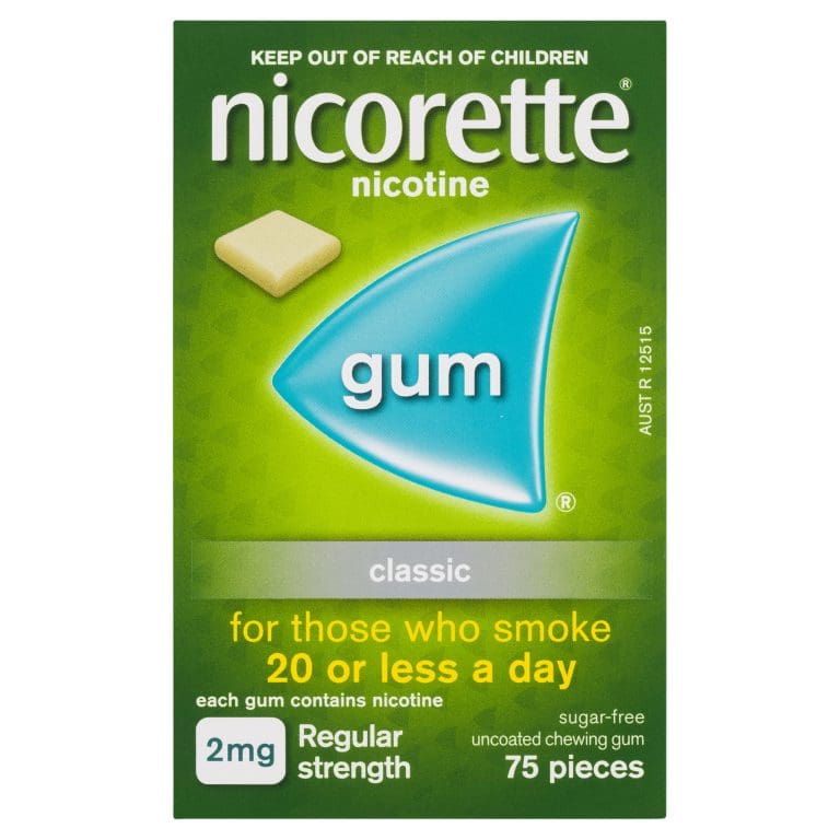 Nicorette Quit Smoking Regular Strength Nicotine Gum Classic 75 Pack