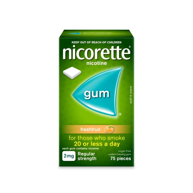 Nicorette Quit Smoking Regular Strength Nicotine Gum Freshfruit 75 Pack