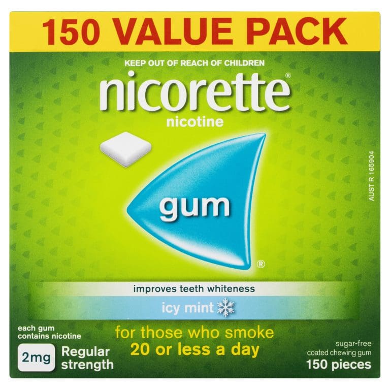 Nicorette Quit Smoking Regular Strength Nicotine Gum Icy Mint 150 Pack