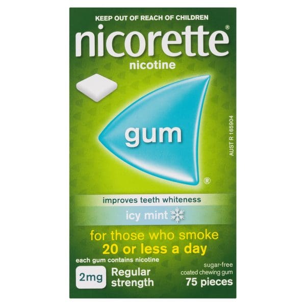 Nicorette Quit Smoking Regular Strength Nicotine Gum Icy Mint 75 Pack