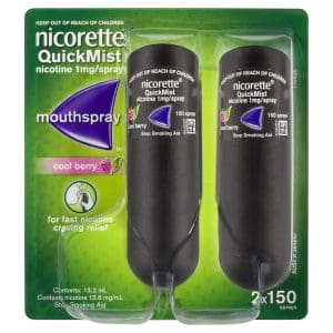 Nicorette Quit Smoking & Vaping QuickMist Nicotine Mouth Spray Cool Berry (2 x 150 Sprays)