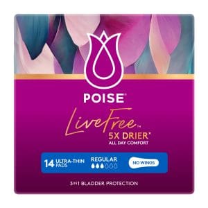 Poise Livefree Incontinence Pads Regular No Wings 14 Count
