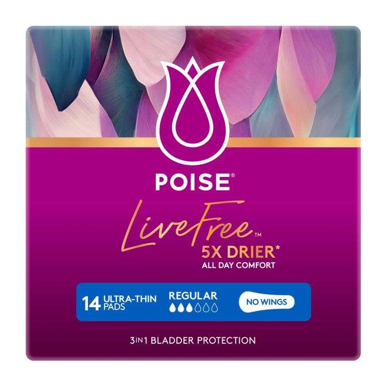Poise Livefree Incontinence Pads Regular No Wings 14 Count