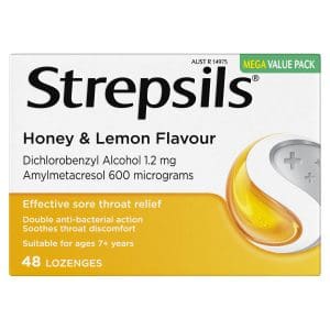 Strepsils Soothing Sore Throat Lozenges Honey and Lemon 48 Pack