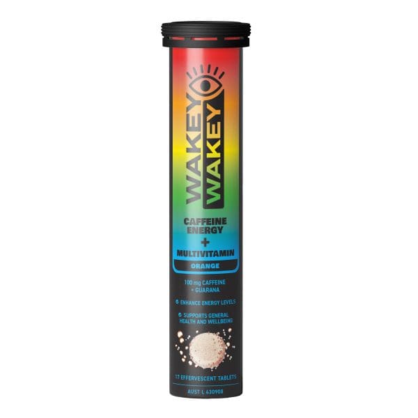 Wakey Wakey Caffeine Energy Plus Multivitamin Effervescent Orange Flavour 17 Tablets
